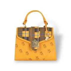 Hufflepuff Luxury Plaid Top Handbag with Charms - Harry Potter