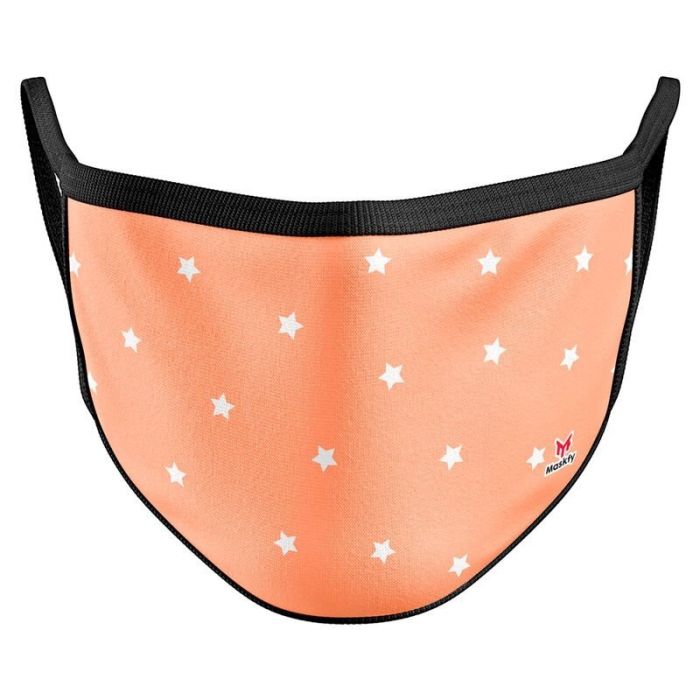 Coral Stars Reusable Face Mask Cover / Mondkapje sterren koraal
