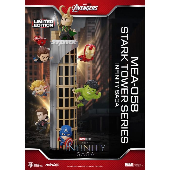 Marvel Mini Egg Attack Figures The Infinity Saga Stark Tower series Tony Stark & Mark VII suit pod mod 12 cm