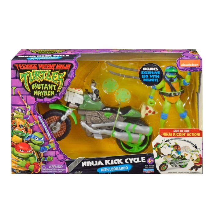 Teenage Mutant Ninja Turtles: Mutant Mayhem Drive N Kick Action Figure Leonardo & Motorcycle 11 cm 