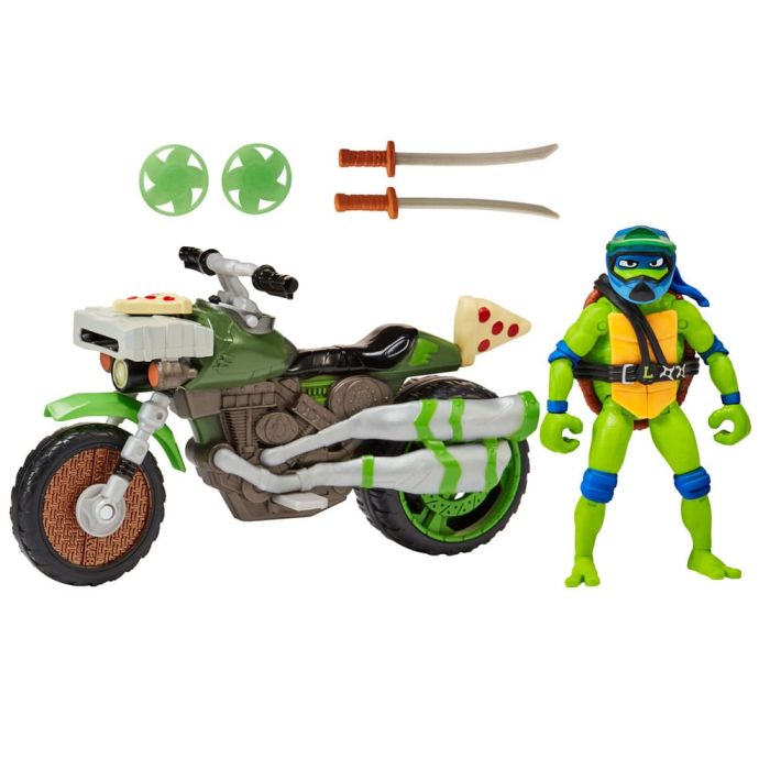 Teenage Mutant Ninja Turtles: Mutant Mayhem Drive N Kick Action Figure Leonardo & Motorcycle 11 cm 