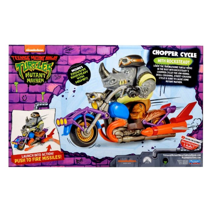 Teenage Mutant Ninja Turtles Action Figure with Vehicle Rocksteady & Chopper 12 cm