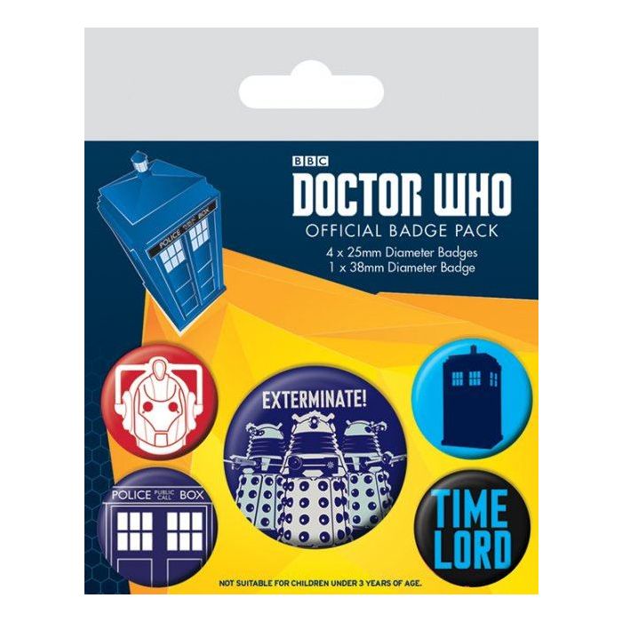 Doctor Who Pin-Back Buttons 5-Pack Exterminate