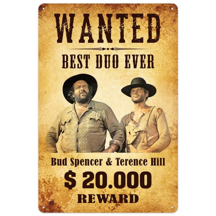 Bud Spencer & Terence Hill Tin Sign Wanted 20 x 30 cm