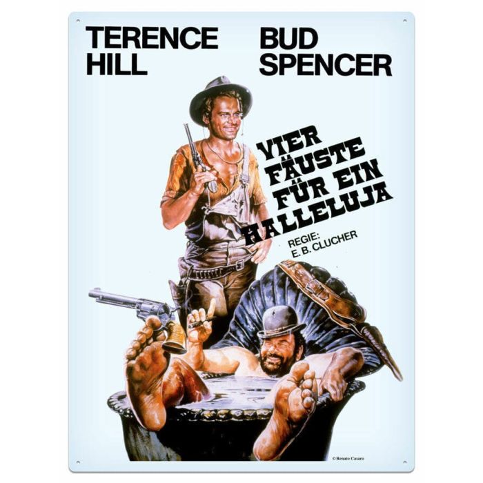 Bud Spencer & Terence Hill Tin Sign Vier Fäuste für ein Halleluja 30 x 40 cm