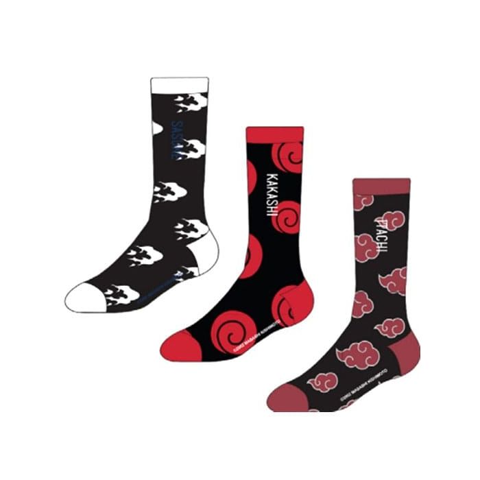 Naruto Socks Sasuke, Kakashi, Itachi 3-Pack 43-46
