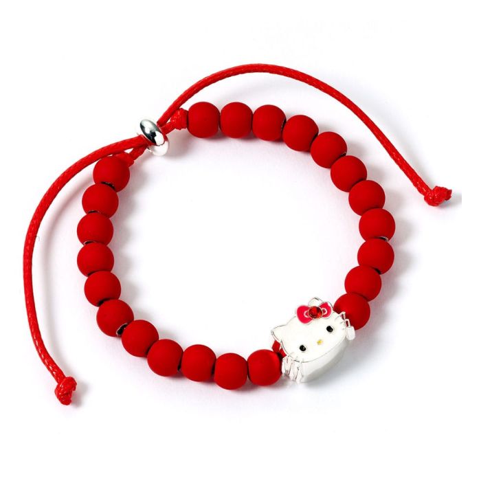 Hello Kitty Bracelet red beads with Hello Kitty Charm 21 cm