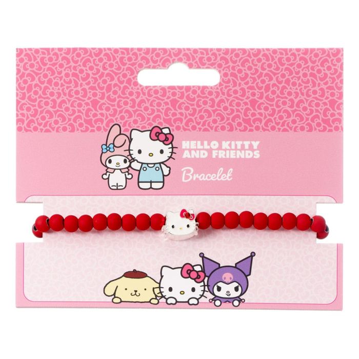 Hello Kitty Bracelet red beads with Hello Kitty Charm 21 cm