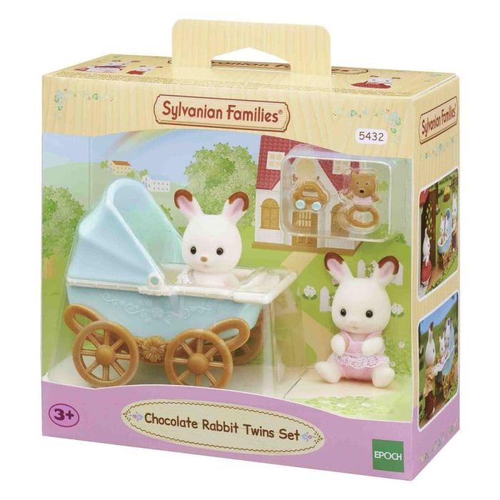 Sylvanian Families: Chocolate Rabbit Twins with Stroller Set