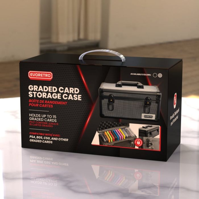 Evoretro Trading Card Storage Box for 15 Slabs Gray 33.9 x 13.4 cm