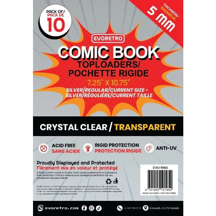 Evoretro Comics Topload Holder 10-Pack Silver
