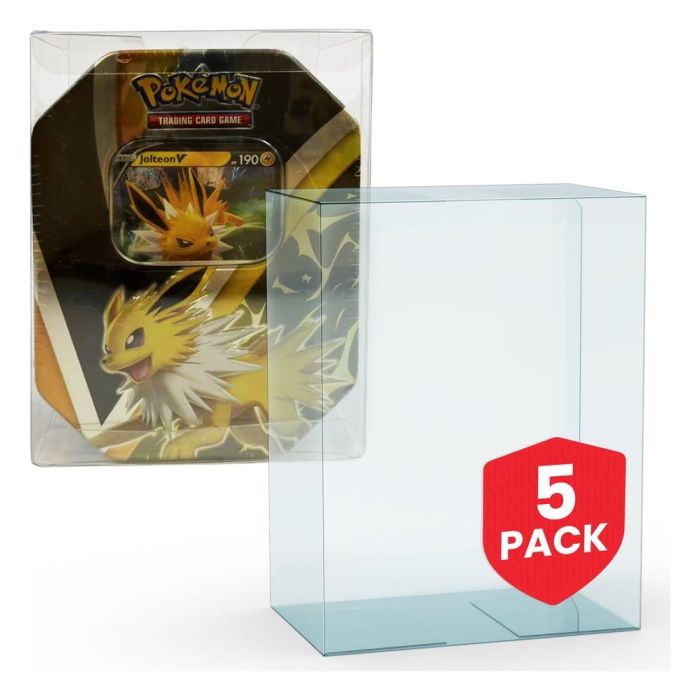 Evoretro PET Protectors 5-Pack for Pokémon Medium Tins 12x8x15cm