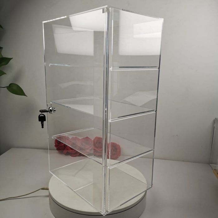 Evoretro 4-Tier Locking Acrylic Tiered Countertop Showcase Display Case