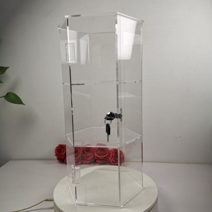 Evoretro 3-Tier Locking Acrylic Hexagon Display Tower
