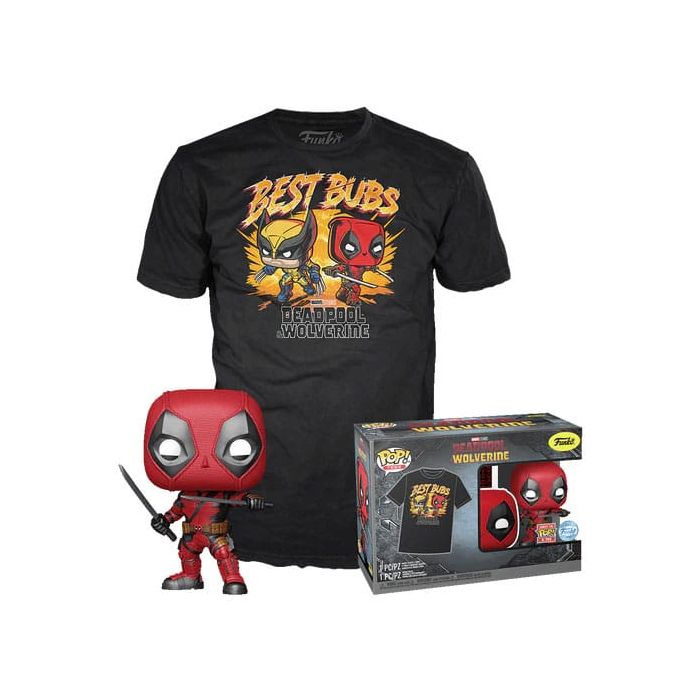 Deadpool POP! & Tee Box Heavy Metal Size L