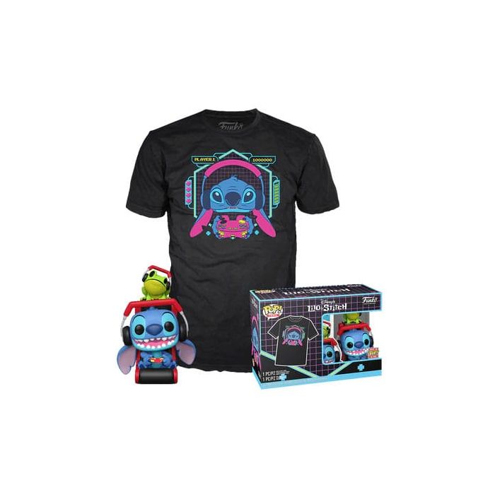 Lilo & Stitch POP! & Tee Box Gmr Stitch w/frog Size L