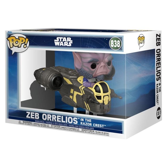 Star Wars: The Mandalorian and Grogu POP! Rides Deluxe Vinyl Bobblehead Figure Zeb Orrelios in the Razor Crest 9 cm
