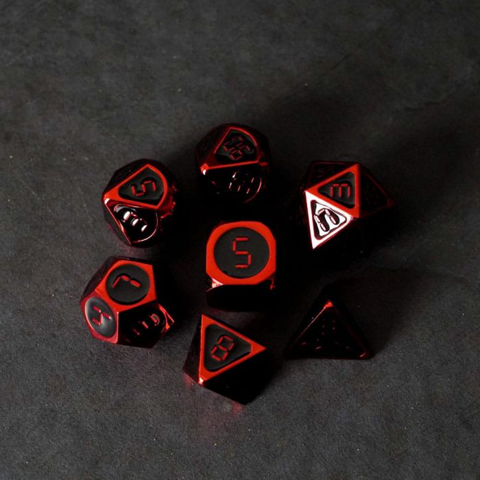 FanRoll Dice Set Red with Black Enamel (7)