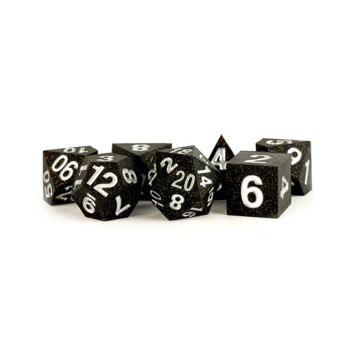 FanRoll Sharp Edge Silicone Dice Set Gold Scatter (7)