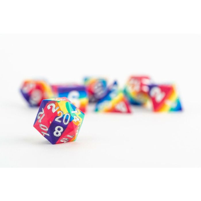 FanRoll Sharp Edge Silicone Dice Set Rainbow (7)