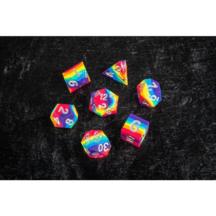 FanRoll Sharp Edge Silicone Dice Set Rainbow (7)