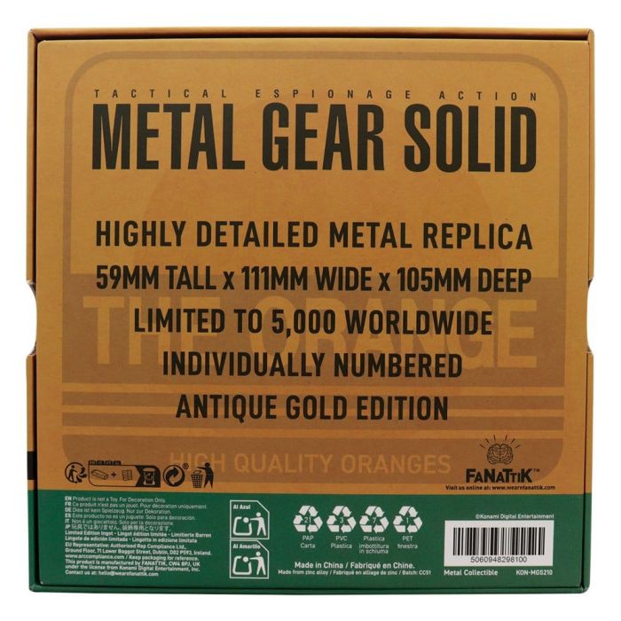 Metal Gear Solid 2 Replica Cardboard Box Antique Gold  