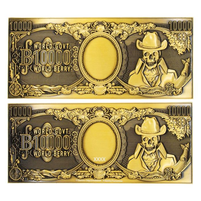 One Piece Replica 10,000 World Berry Metal Banknote 6 x 15 cm