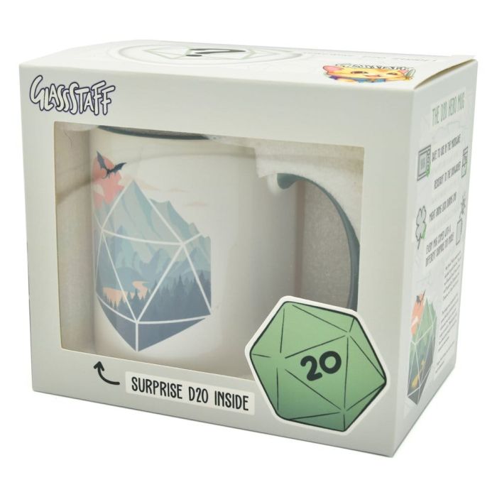Glassstaff Gift Set Mug & Dice D20 A D20 Scene