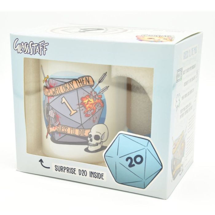 Glassstaff Gift Set Mug & Dice D20 Guess I'll Die 