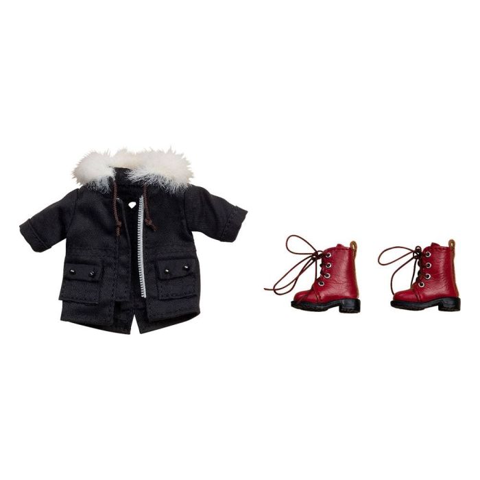 Original Character Parts for Nendoroid Doll Figures Warm Clothing Set: Boots & Mod Coat (Black) 