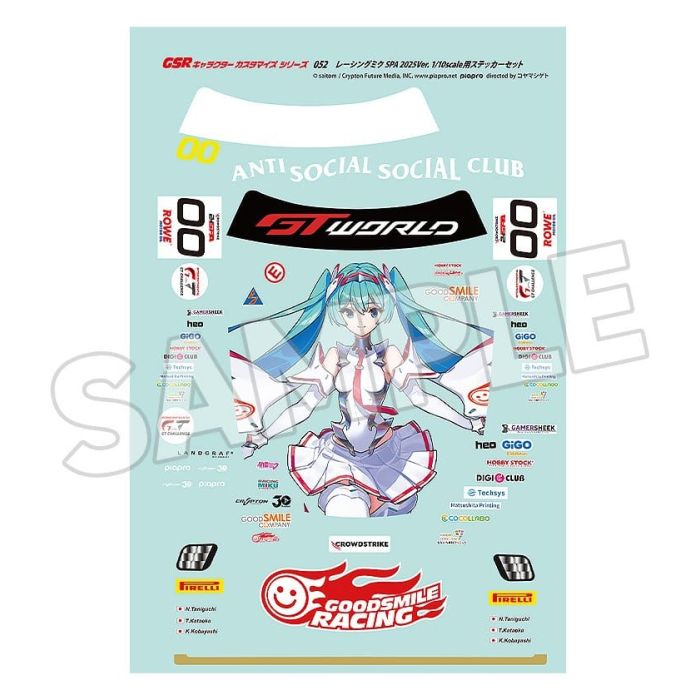 Hatsune Miku GSR Character Customization Series 052 Sticker Set for GSR Cars 1/10 Racing Miku SPA 2025 Ver.