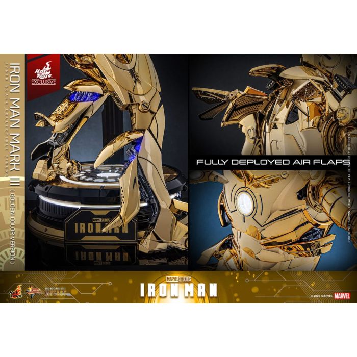 Iron Man Movie Masterpiece Diecast Action Figure 1/6 Iron Man Mark III (Gold Color Version) Hot Toys Exclusive 33 cm
