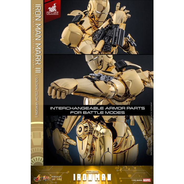 Iron Man Movie Masterpiece Diecast Action Figure 1/6 Iron Man Mark III (Gold Color Version) Hot Toys Exclusive 33 cm