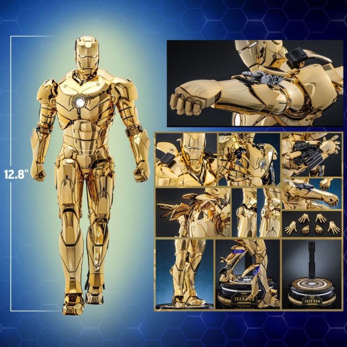 Iron Man Movie Masterpiece Diecast Action Figure 1/6 Iron Man Mark III (Gold Color Version) Hot Toys Exclusive 33 cm
