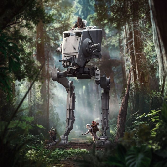 Star Wars Demi Art Scale Statue 1/20 AT-ST and Chewbacca 53 cm  