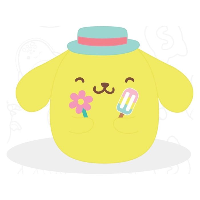 Sanrio Squishmallow Plush Figure Hello Kitty and Friends Seize the Moment Pompompurin Popsicle 20 cm