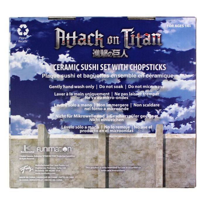 Attack on Titan Ceramic Sushi Set with Chopsticks 