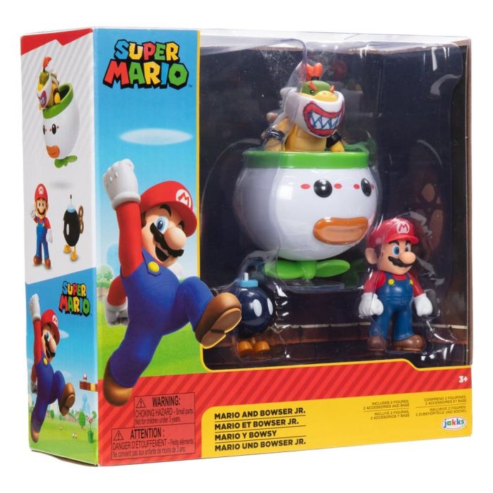 World of Nintendo Mini Figure 2-Pack Mario and Bowser Jr. Clown Car 6 cm