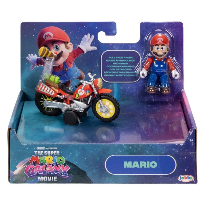 The Super Mario Galaxy Movie Action Figure with Pull Back Motorcycle Mario 6 cm