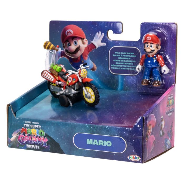 The Super Mario Galaxy Movie Action Figure with Pull Back Motorcycle Mario 6 cm
