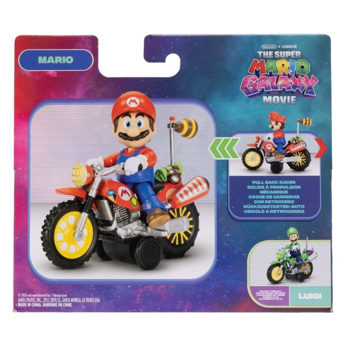 The Super Mario Galaxy Movie Action Figure with Pull Back Motorcycle Mario 6 cm