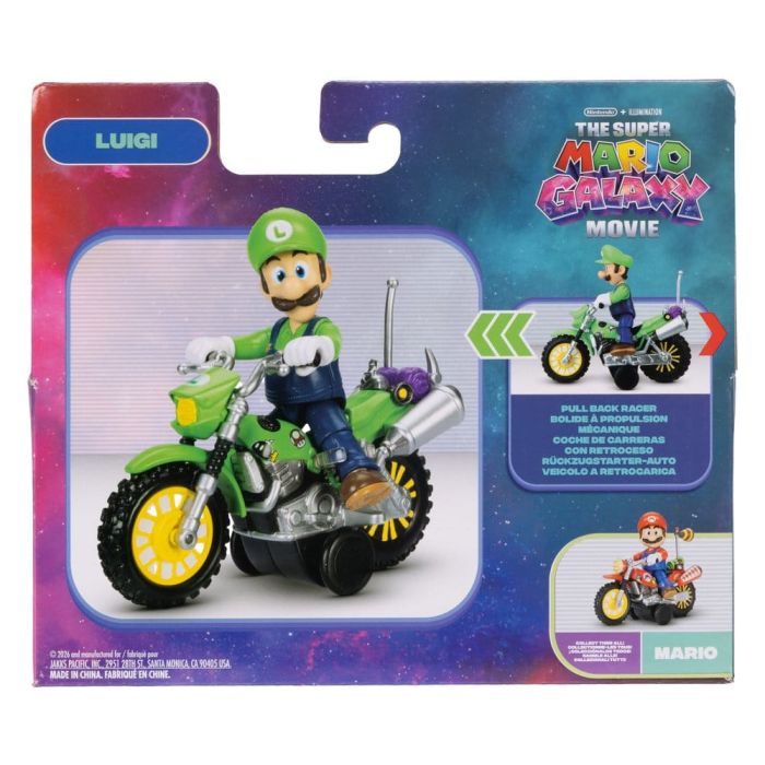 The Super Mario Galaxy Movie Action Figure with Pull Back Motorcycle Luigi 6 cm