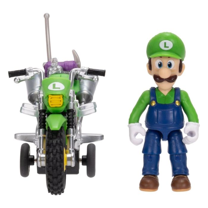 The Super Mario Galaxy Movie Action Figure with Pull Back Motorcycle Luigi 6 cm