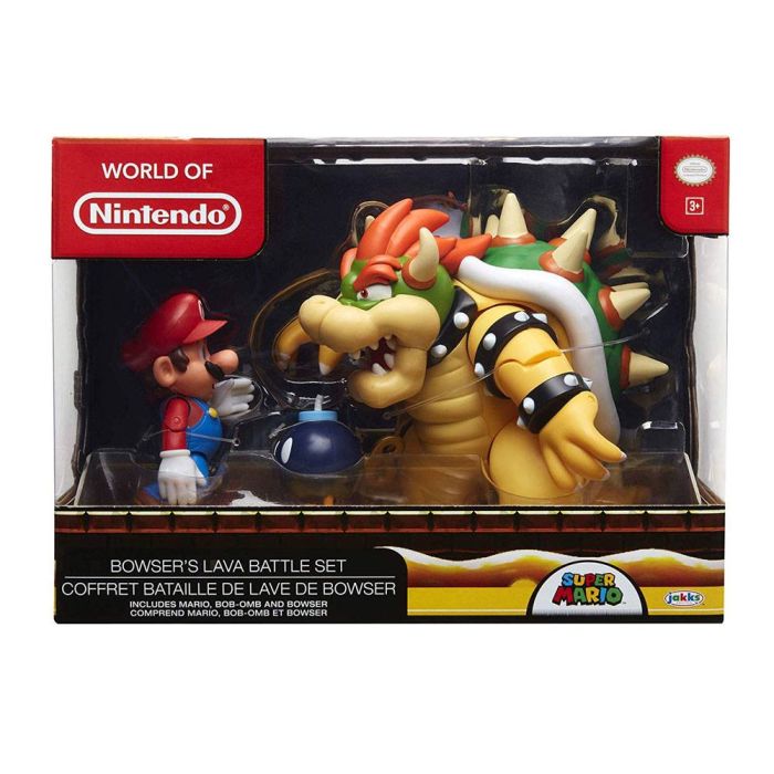 World of Nintendo Action Figure 3-Pack Mario vs. Bowser Lava Battle 6-15 cm 
