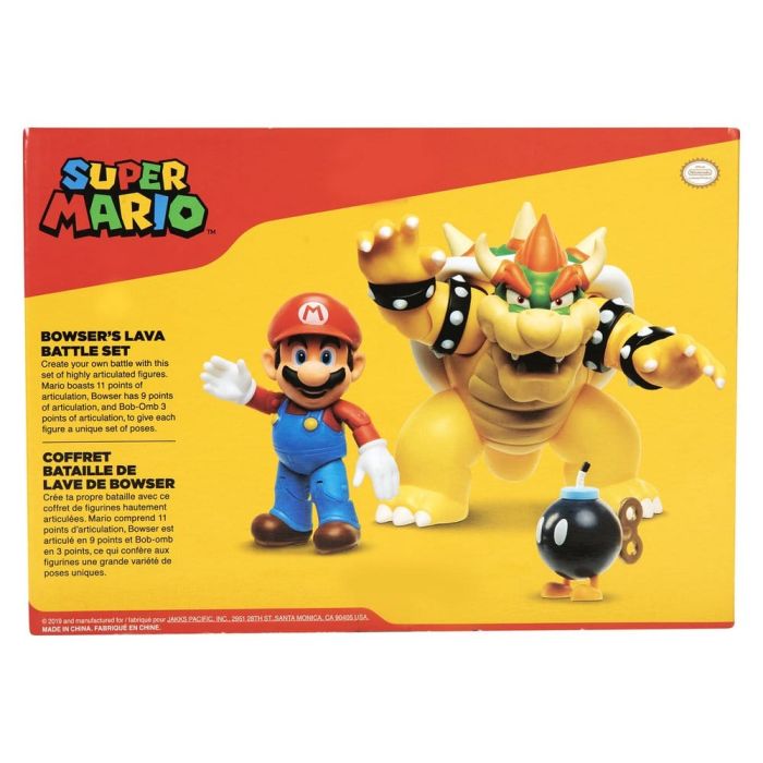 World of Nintendo Action Figure 3-Pack Mario vs. Bowser Lava Battle 