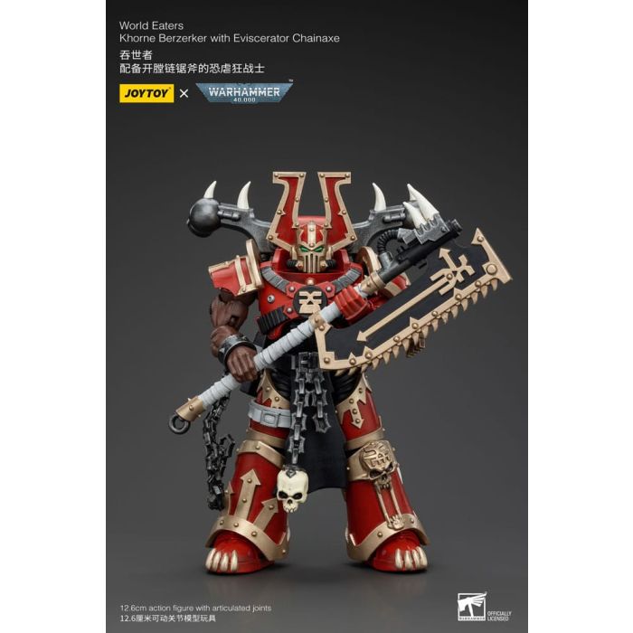 Warhammer 40k Action Figure 1/18 World Eaters Khorne Berzerker with Eviscerator Chainaxe 13 cm          