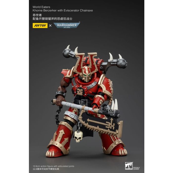 Warhammer 40k Action Figure 1/18 World Eaters Khorne Berzerker with Eviscerator Chainaxe 13 cm          