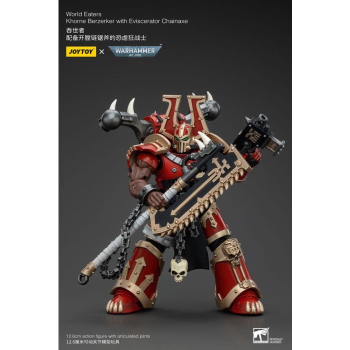 Warhammer 40k Action Figure 1/18 World Eaters Khorne Berzerker with Eviscerator Chainaxe 13 cm          