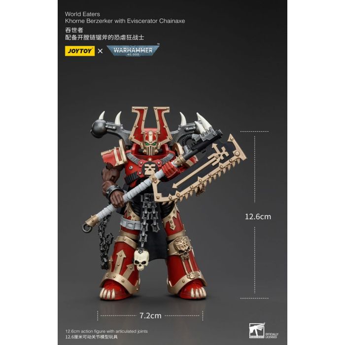 Warhammer 40k Action Figure 1/18 World Eaters Khorne Berzerker with Eviscerator Chainaxe 13 cm          