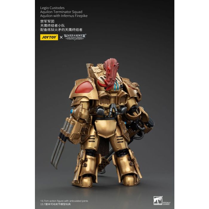 Warhammer The Horus Heresy Action Figure 1/18 Legio Custodes Aquilon Terminator Squad Aquilon with Infernus Firepike 14 cm